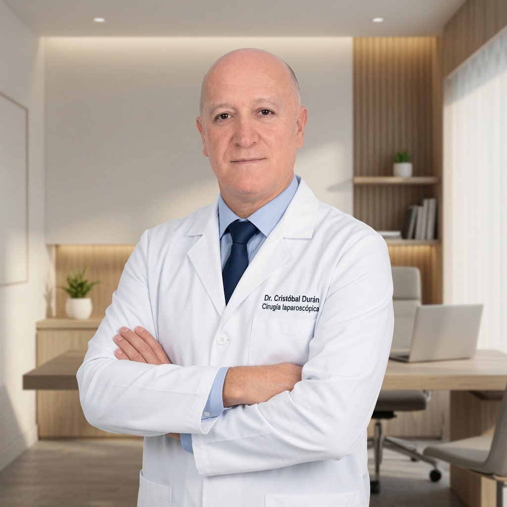 Médico explicando hernia de hiato